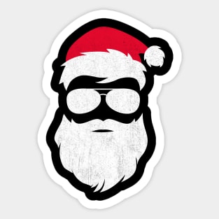 Funny Santa Claus with Sunglasses Christmas (Distrassed) Sticker